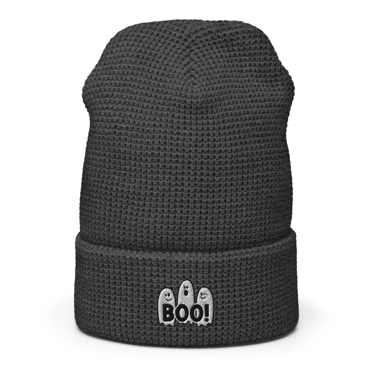 Ghostly Embroidered Waffle Beanie